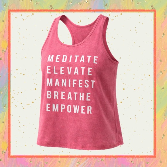 Active USA Tops - Guru Active Meditate Elevate Manifest Breathe Empower Tank Size S Pink Racerback